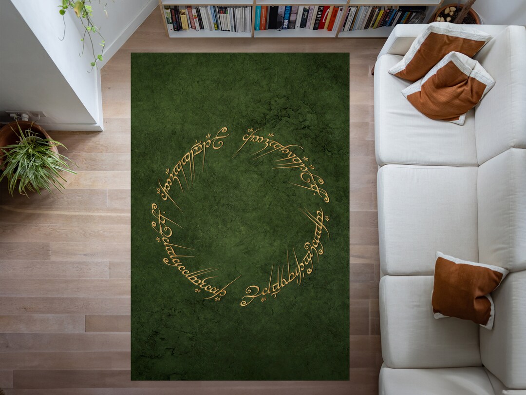 The Lord of the Rings Rug, Elvish Script, Green Chenille Rug - Etsy