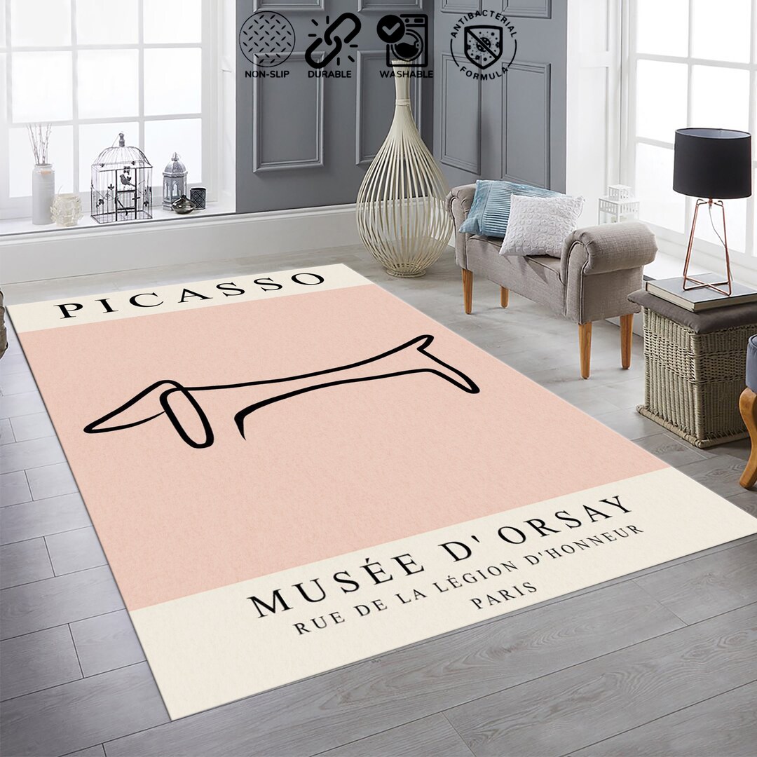 Picasso Art Rug, Picasso the Dachshund, Exhibition Vintage Line Art ...