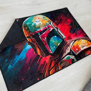 Star Wars Kids Room Rug: Colorful Helmet Graffiti, Non-Slip image 3