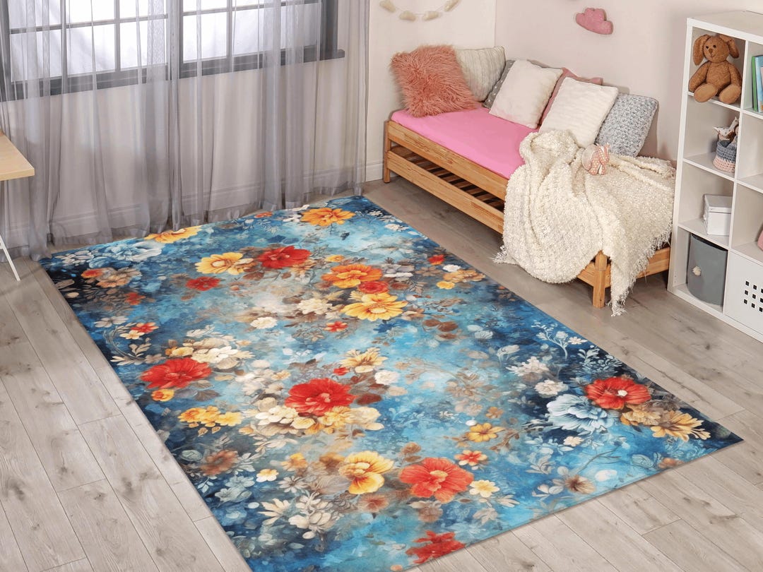 Gothic Floral Rug, Dark Roses Rug,vintage Floral Carpet,retro Flower ...