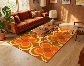 Retro 70s Swirl Teppich: Mid Century Modern, Groovy Psychedelic