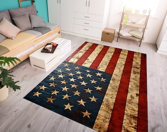 Alfombra con bandera estadounidense: decoración patriótica vintage de EE. UU.