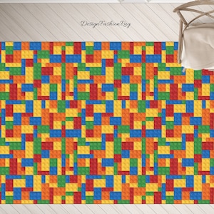 Kids Rug, Nursery Rug, Colorful Building Bricks Designed Rug, Playroom Rug, Playground Ultra Soft Nursery Baby Rug, Gift For Kids,School Rug