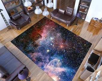Milky Way Rug: Colorful Nebula Space Carpet, Galaxy Room Decor - Etsy