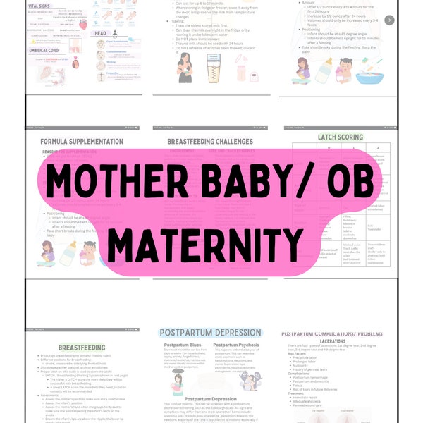 OB Maternity / Postpartum / Newborn Nursing Notes plus Mark Klimek Notes