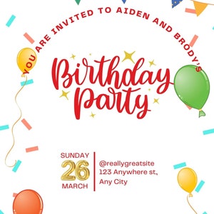 White modern birthday invitation
