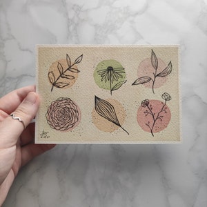 Cartolina dell'acquerello di fiori scarabocchiati / Acquerello originale dipinto a mano