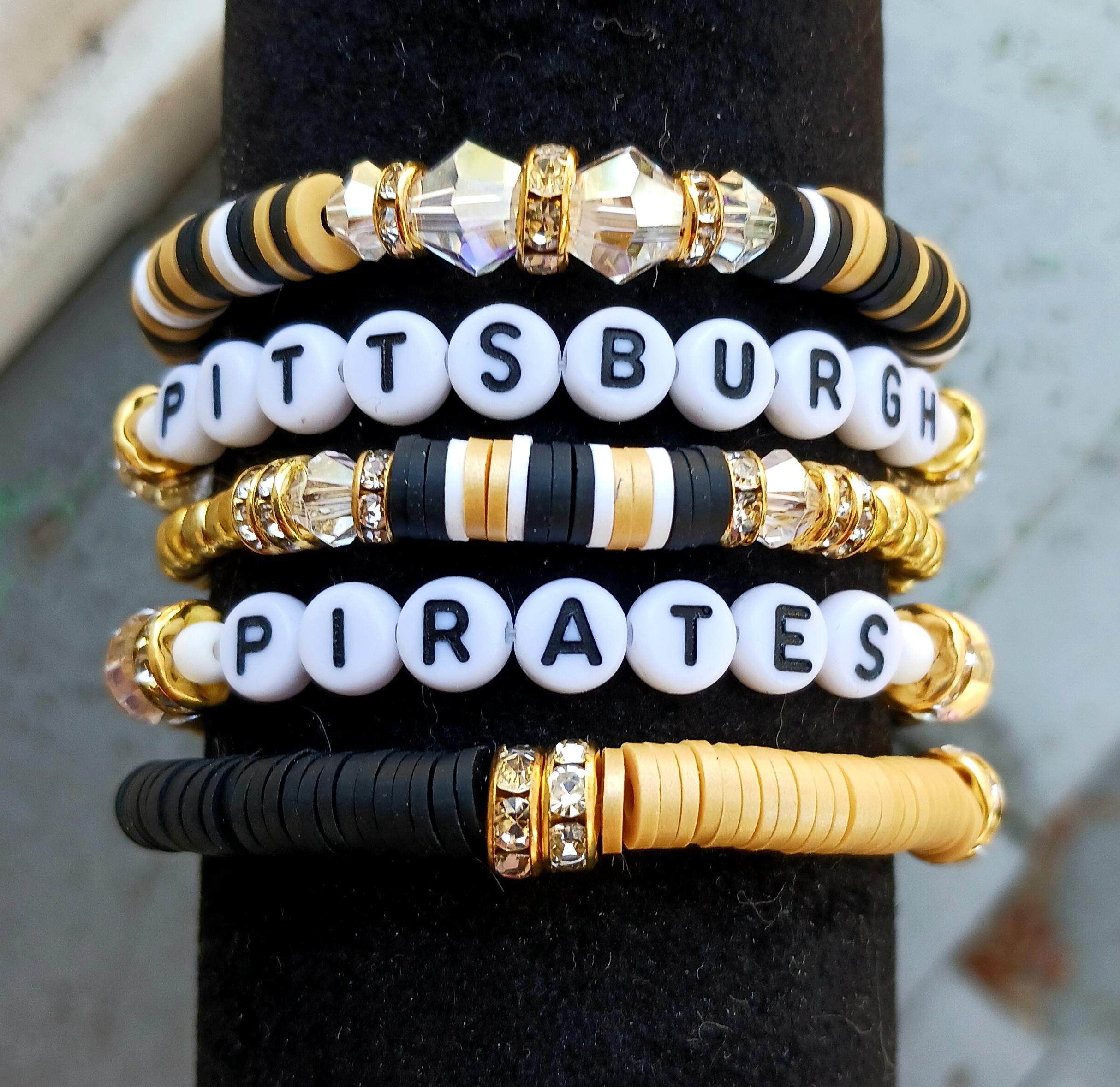 ENTIRE STACK heishi stacking friendship bracelets pittsburgh pirates mlb baseball inspired gameday team gift jewelry