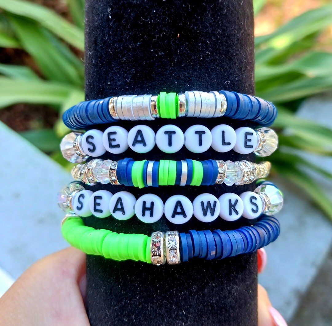 Seattle Seahawks Heishi Bracelet Stack: Rhinestone & Crystal Game Day ...