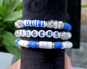 Los Angeles Dodgers Baseball Bracelet Set: MLB Heishi Bead Sports
