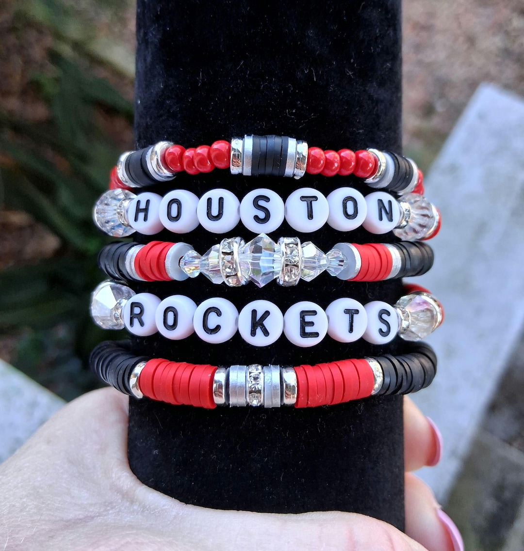 Houston Rockets Heishi Bracelet Stack Game Day Jewelry Team Stacking ...