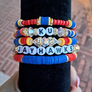 FULL STACK Kansas Jayhawks inspired game day team heishi stacking bracelets KU gift