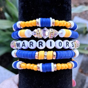 Golden State Warriors inspired heishi stacking bracelets gameday basketball team jewelry