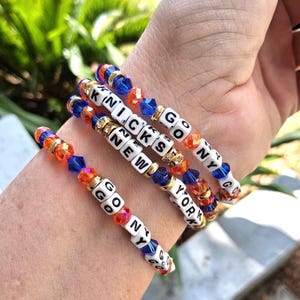 FULL STACK New York Knicks Heishi Bracelet Stack: Rhinestone Game Day Jewelry Squares