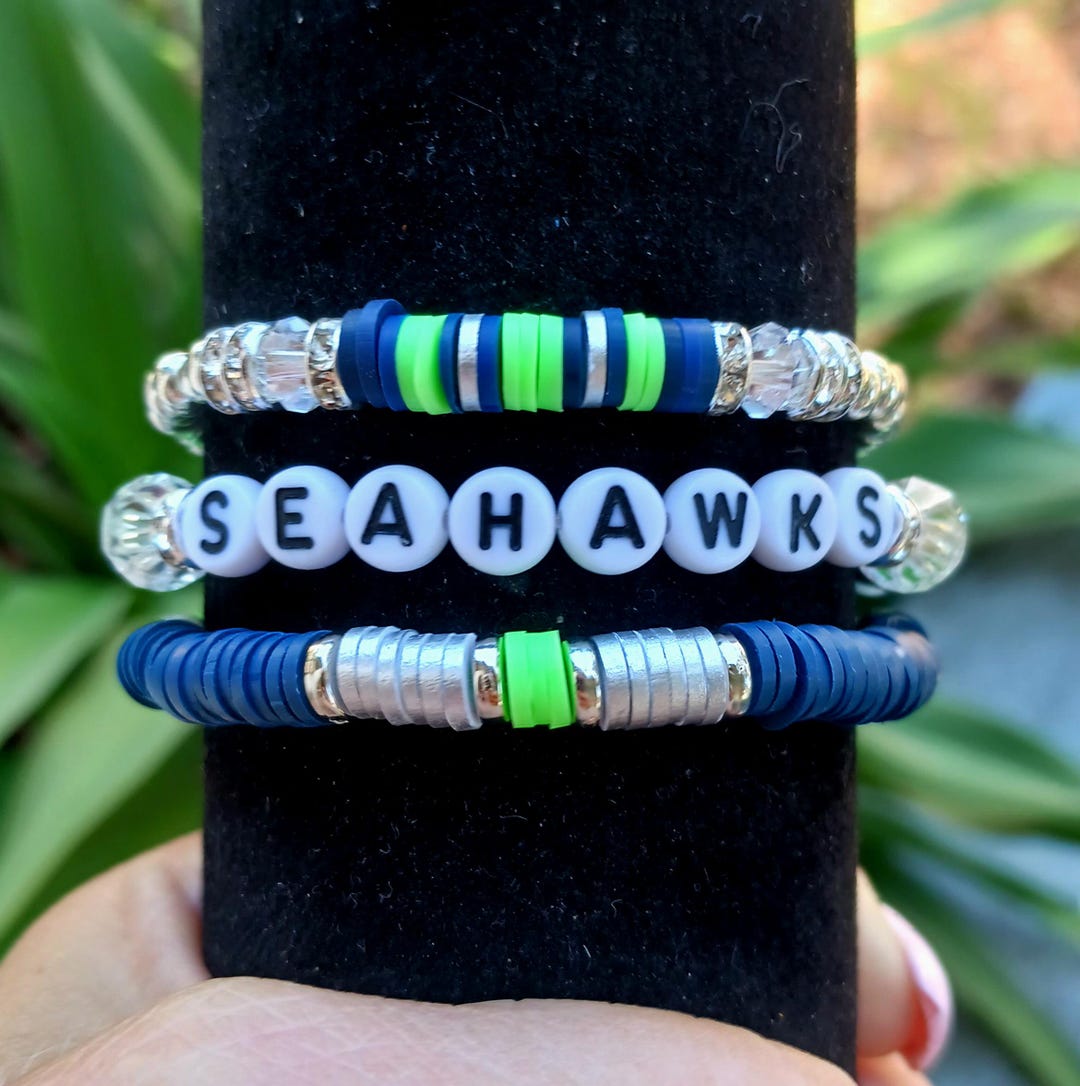Seattle Seahawks Heishi Bracelet Stack: Rhinestone & Crystal Gameday ...