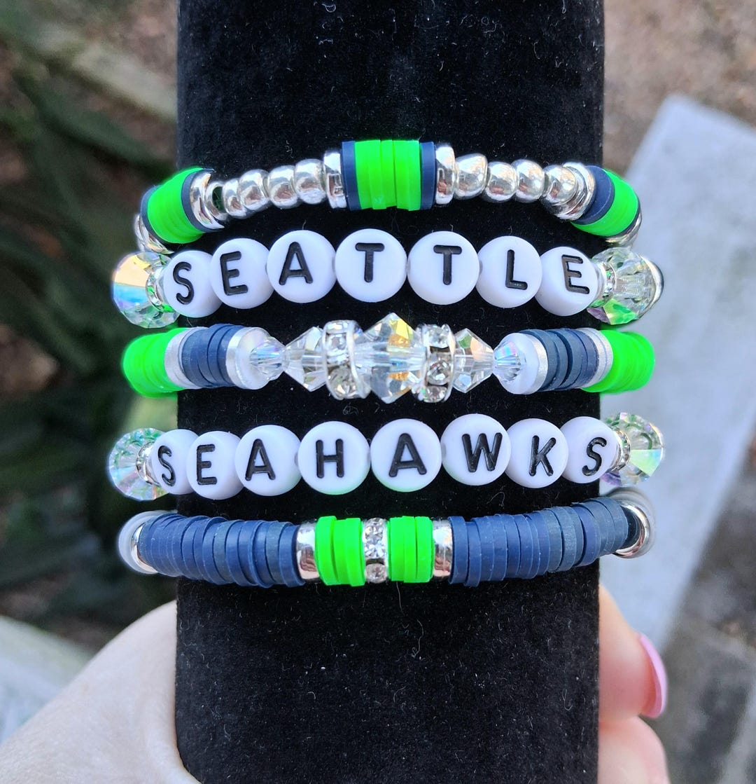 Seattle Seahawks Heishi Bracelet Stack: Rhinestone Crystal Game Day ...