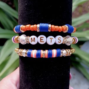 Mets Heishi Bracelet Stack: MLB Baseball Gameday Jewelry