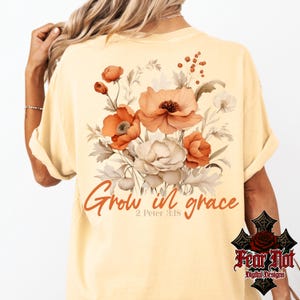 Grow in grace png, Christian png, Bible verse png, Jesus png, floral Christian