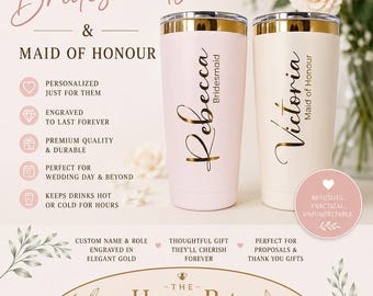 Engraved 20oz bridal party gifts | Personalised | insulated | gifts for her | bridesmaid | maid of honour