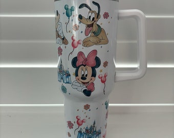 Disney Theme 40oz tumbler | Travel cup| personalised |custom made| stainless steel cup with straw| cold drinks | hot drinks