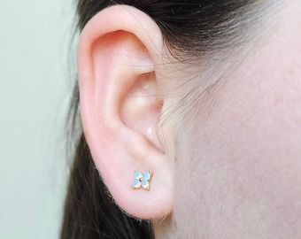 Natural Opal Minimalist Earrings, 925 Sterling earrings, Gold Earrings, Stud Earrings, Dainty stud earrings, opal stud earrings,gift for her