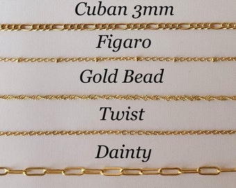 Gold Chain Necklace, Twist Chain, Figaro Chain, Dainty Chain, Bead Chain, Cuban link Chain, Tiny Link Chain, Christmas gift