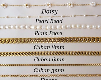 Gold Chain Necklace, Twist Chain, Figaro Chain, Dainty Chain, Bead Chain, Cuban link Chain, Tiny Link Chain, Christmas gift, Gift For Her