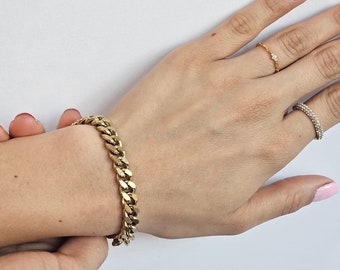 18K Gold Filled 8mm Cuban Chain Bracelet, Gold Bracelet, Waist Chain, Anti Tarnish Gold Jewelry, gift for her, gift for him, Curb bracelet