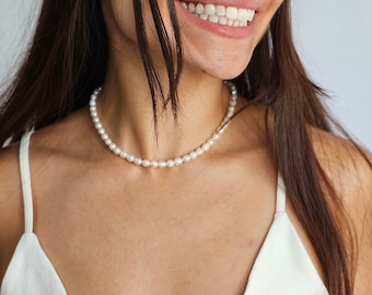 Real Freshwater Pearl Necklace Choker, Pearl Necklace for Women, Pearl Necklace, Gift for her, Gift for mom, Christmas gift, Natural Pearl