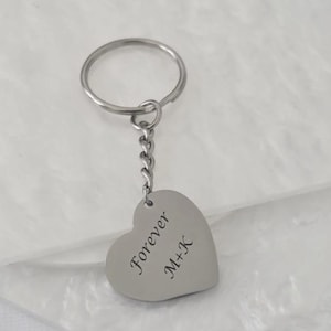 Heart Keychain, Personalized engrave Key Ring Sterling Silver Keepsake Jewelry Trendy Best Friend Gift, Keychain