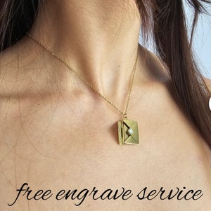 Personalized Envelope Necklace, Custom Secret Message Photo Necklace, Gold Necklace, Love Letter Locket Necklace, Gift for her, gift for him