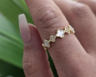 Adjustable Flowers Gold Ring,  Minimalist Ring, Stacking Ring, Eternity Ring, Stacking Ring Diamond Ring, Dainty Ring Gift for Her Gold Ring