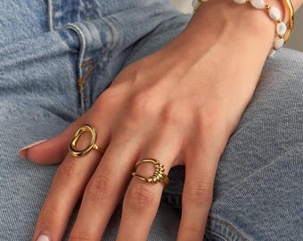 Adjustable gold and silver Ring, gift for her, minimalist gift