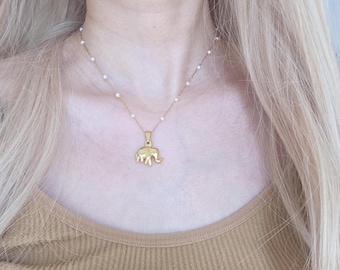 18K Gold Filled Elephant Necklace, Gold Elephant Necklace, Manifest Necklace, Elephant Lover Necklace, Elephant Lover Gift, gift for her