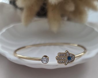 Minimalist Adjustable gold  evil eye bracelet, gift for her