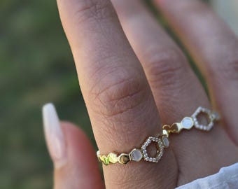 Adjustable Bee Gold Ring,  Minimalist Ring, Stacking Ring, Eternity Ring, Stacking Ring, Diamond Ring, Dainty Ring, Gift for Her Gold Ring
