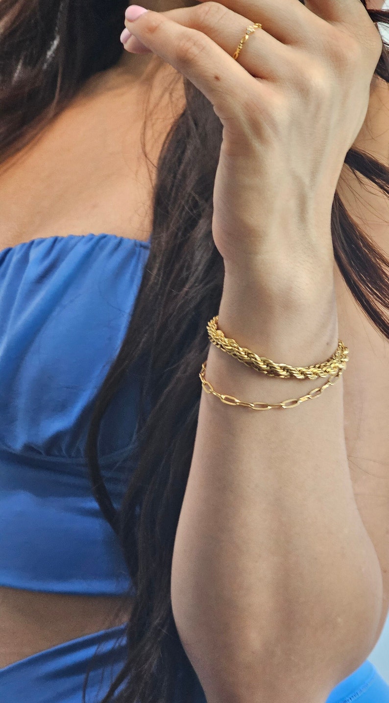 18K Gold Filled Chain Bracelet, Cable Chain, Paperclip Chain, Twist Chain, Figaro Chain, Curb Chain, Christmas Gift for kids, gift for her image 3
