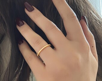 14K Gold Eternity Ring, Engagement Ring, Thin Wedding Band, Full Eternity Band, Bridesmaid Gift, Anniversary Gift, Simple Wedding Band Ring,