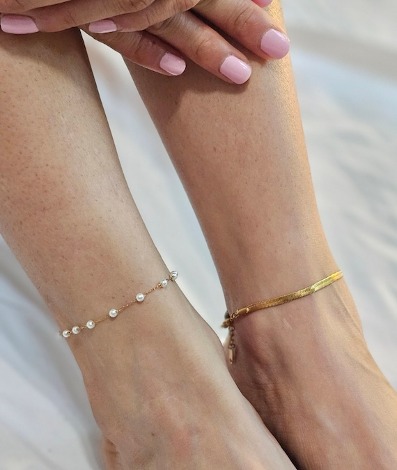 Gold Anklet No Tarnish Anklet Gold Anklet, Herringbone Anklet, No
