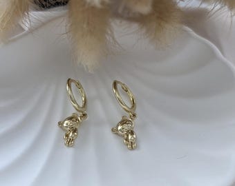 Teddy Bear Earrings, Bear Earrings, Gift for her, cute bear hoop earrings