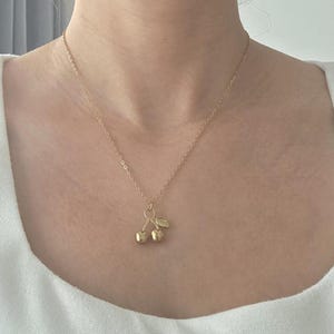 Cherry Gold Necklace, Cherry charm Necklace, Cherry Necklace, Gold Necklace, Dainty Necklace, Tarnish free necklace, Bridesmaid Gift Jewelry