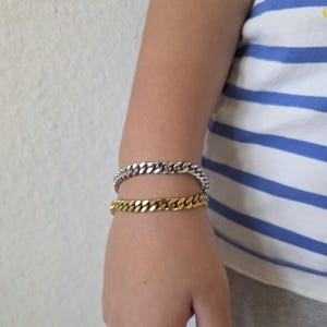 Cuban Bracelet for kids, Waterproof, Hypoallergic, Gold Cuban Link, Silver Cuban Link, Silver Bracelet, Gold Bracelet, gift for kids
