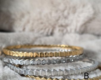 18K Gold Filled Bangle Bracelet, Bracelet Set, Minimalist Bracelet, Gift for her, Wedding gift, Gold Bracelet, Silver Bracelet, waterproof