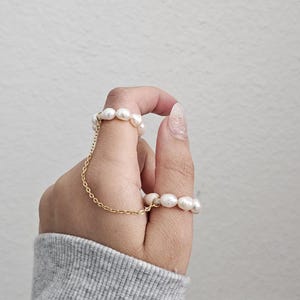 Handmade Real freshwater pearl ring, Pearl ring, dainty ring, gift for her, bridesmaid gift, wedding gift, Christmas gift, Layering ring