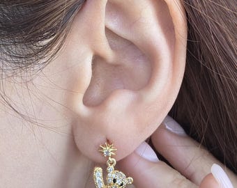 Teddy Bear Earrings, Bear Earrings, Gift for her, cute bear stud earrings