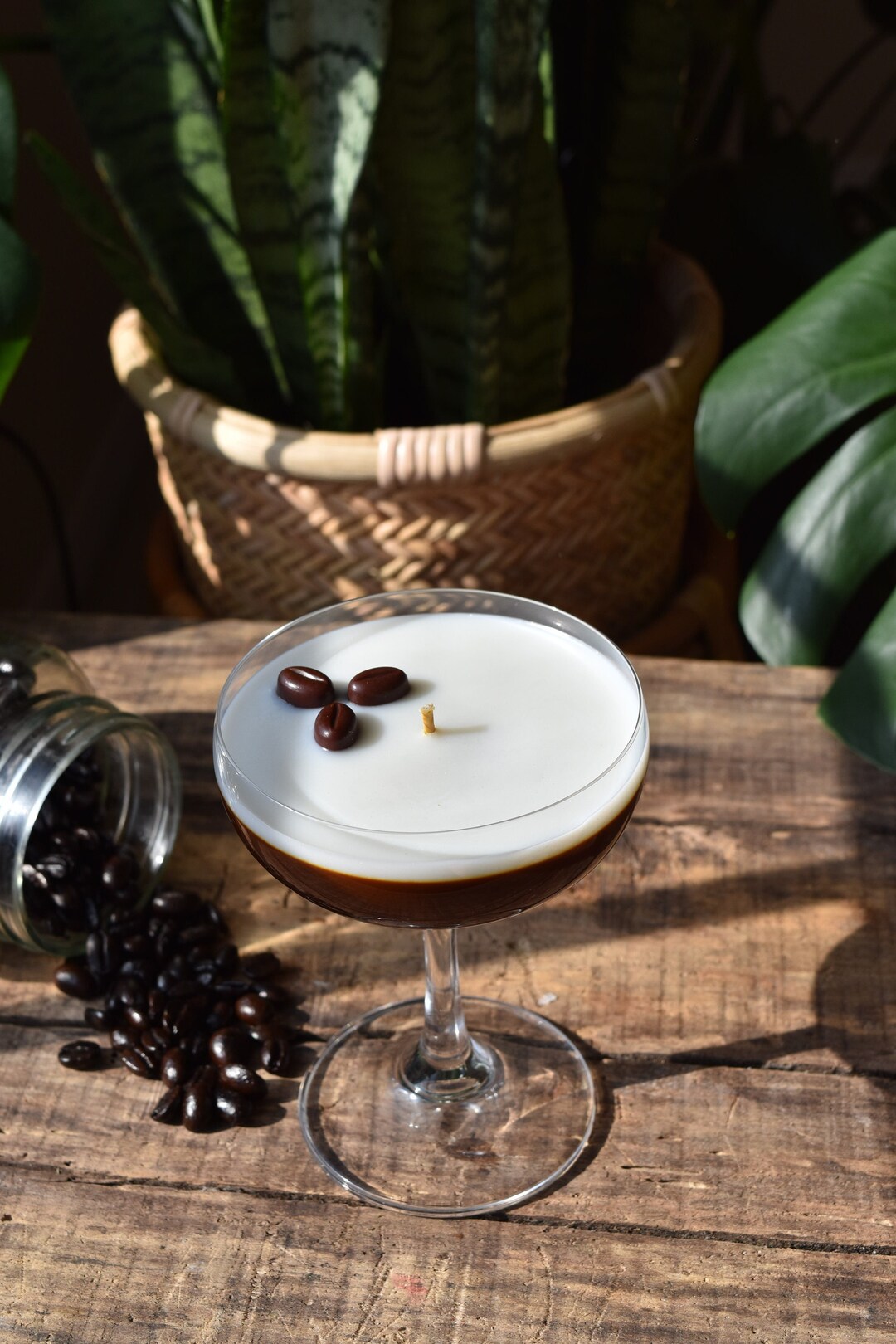 Espresso Martini Glass Glitter Candle Fall Soy Wax Candle 100 Soy Wax