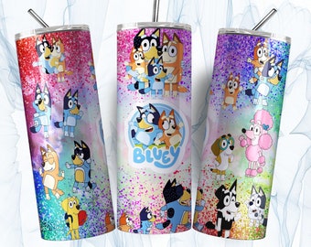 Bluey Tumbler Wrap  Childrens Cartoon Tumbler Wrap For Kids 20oz Skinny Tumbler Wrap 20 oz Tumbler Png Sublimation Design instant Download