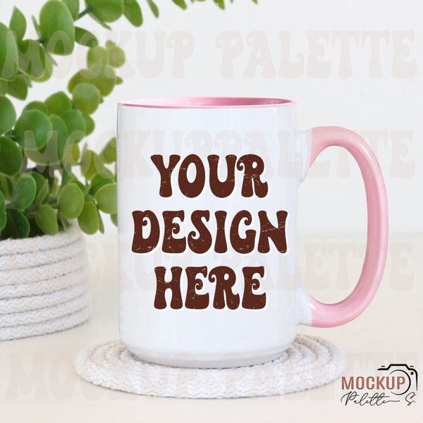 Pink handle 15oz mug mockup, boho coffee mug mockups, pink valentine mock ups, 15 oz mug mockup, rustic mug photo template, boho mock ups