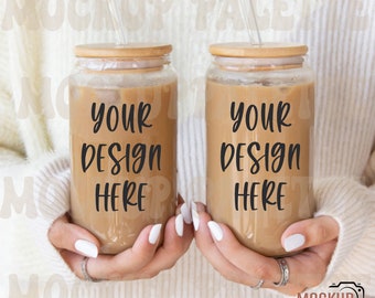 16oz Glass Can Mockup, front back mockup, Coffee mug mock up, mug mockups, modern model mock ups, rustic 16 oz Beer Can Mockup, Coffee Drink