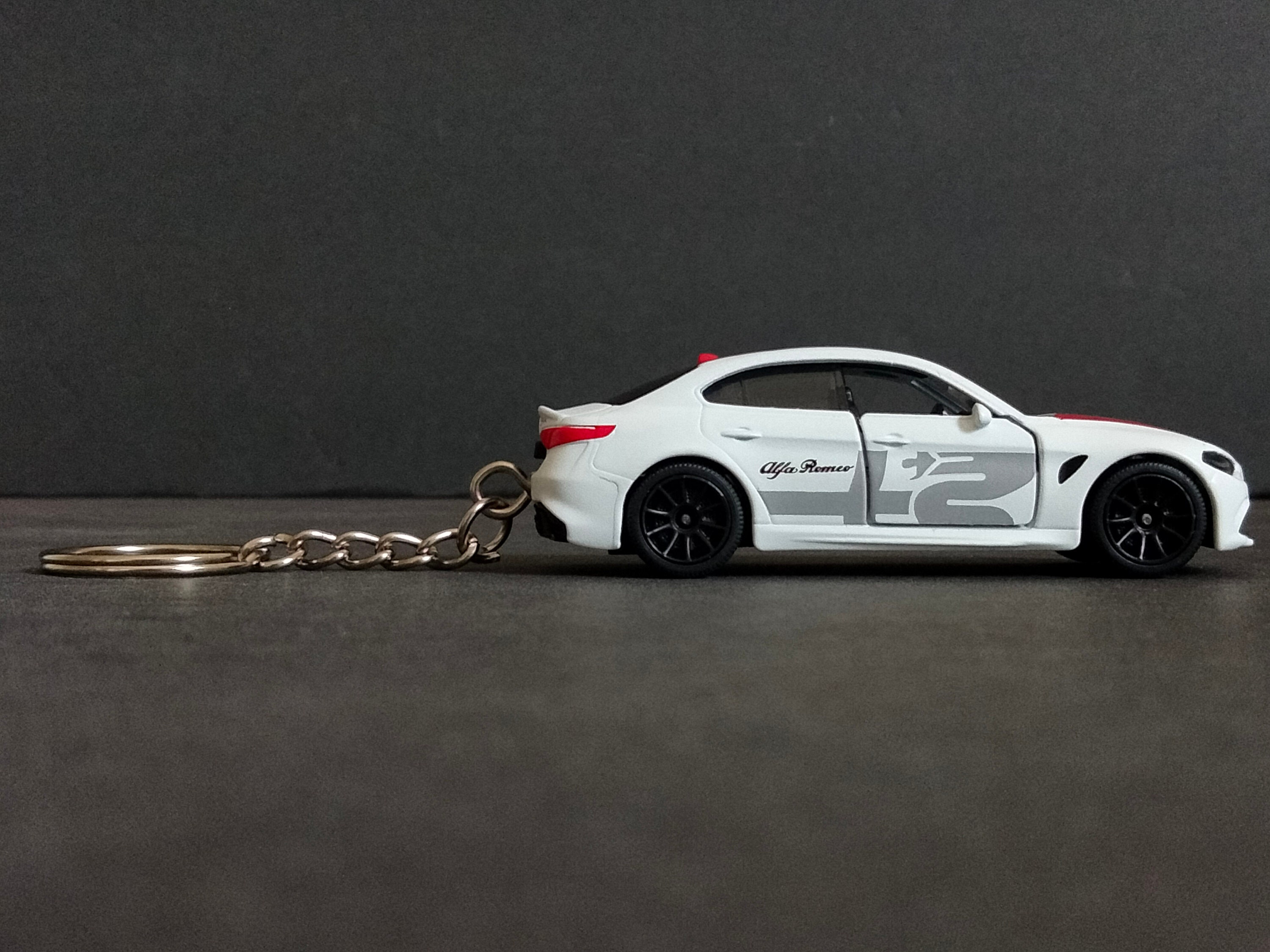 Alfa Romeo Guila Quadrifoglio Die Cast Keychain White Etsy